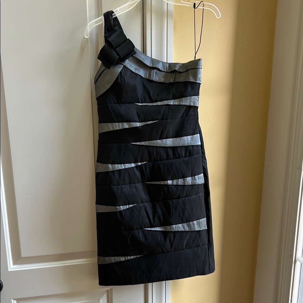 Scarlett Black and Silver One-Shoulder Dress